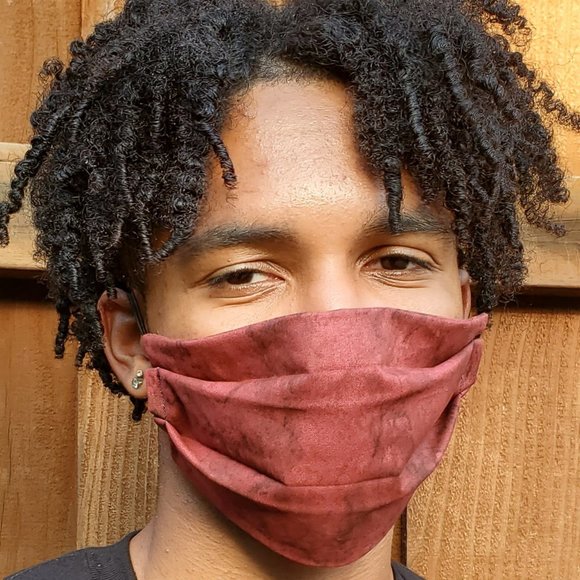 Burgundy Tye Die ReversibeCotton Face Mask,Rse/Wsh - Picture 1 of 5